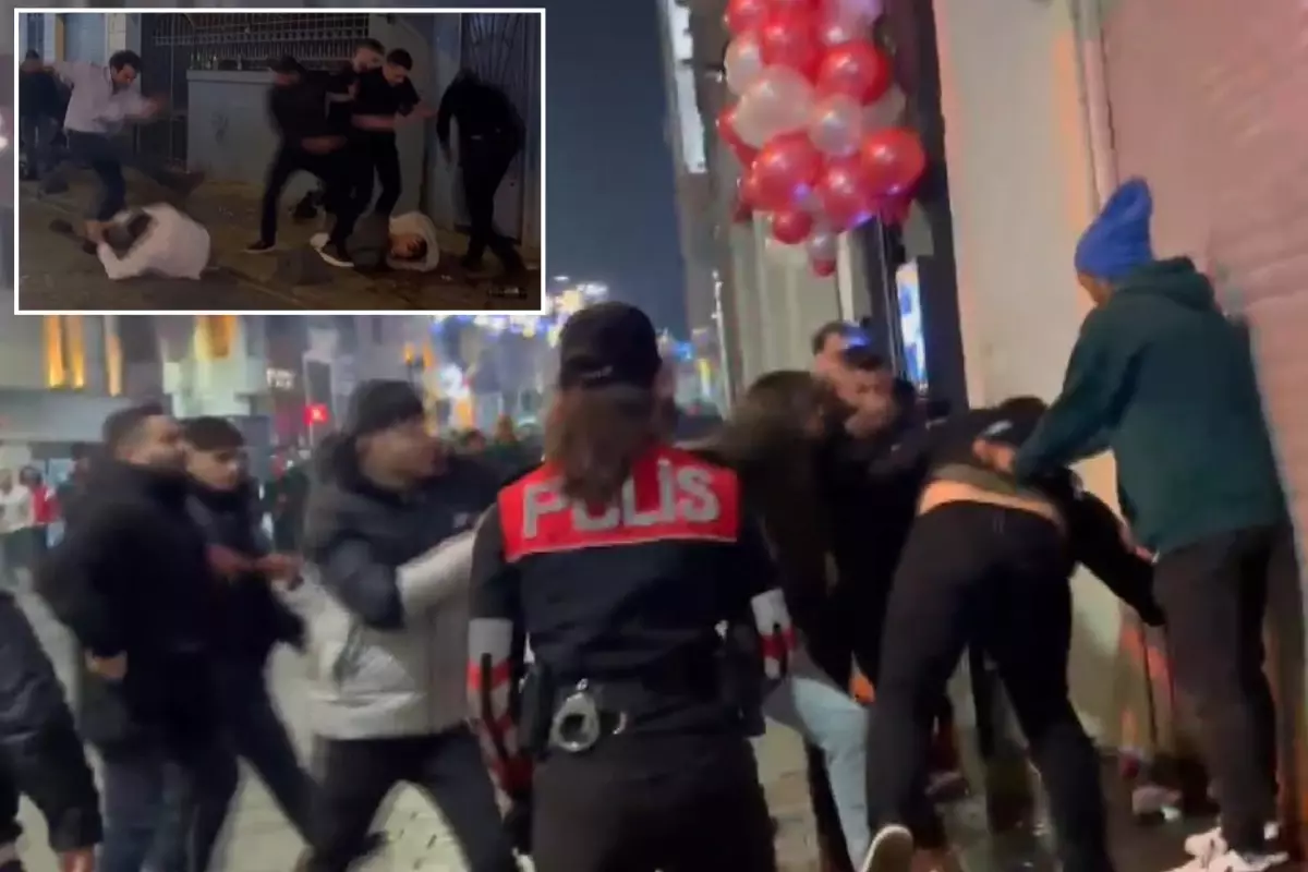 Taksim'de tekme ve yumruklar havada uçuştu